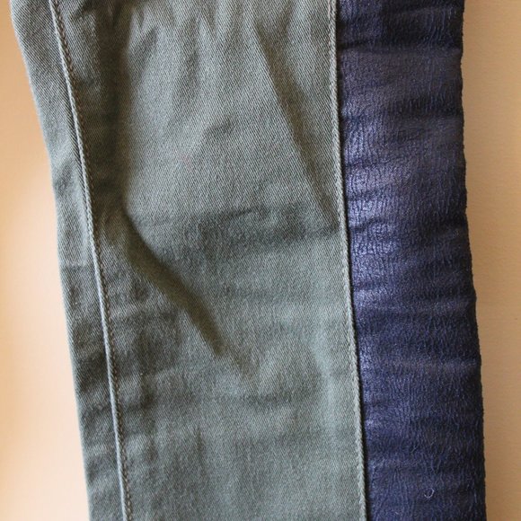 DKNY Green Skinny Jeans with Black Panels - Picture 2 of 11